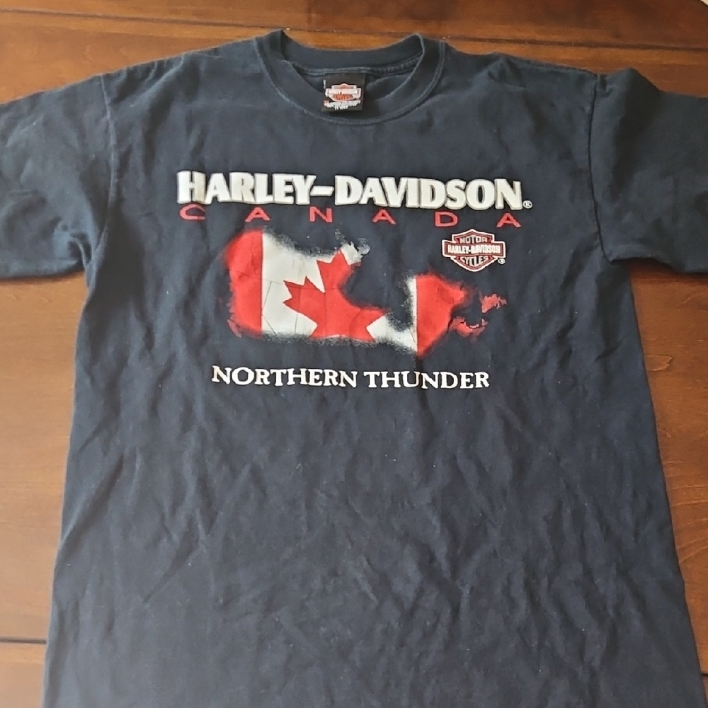 Harley-Davidson Black Tee with Canadian Maple Leaf